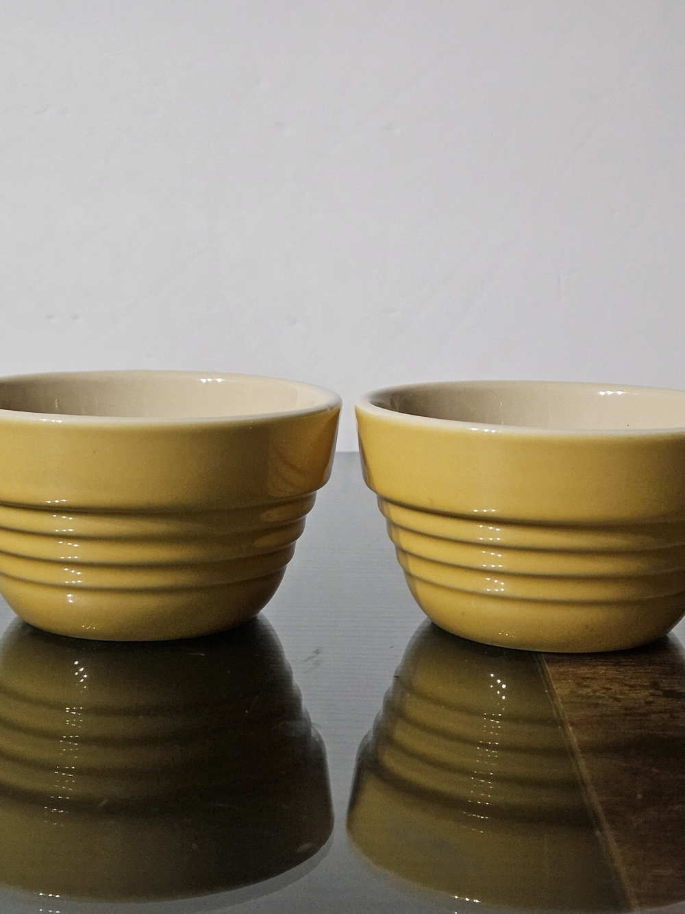 Olive & Thyme Yellow Ceramic Custard Bowls - Set of 2